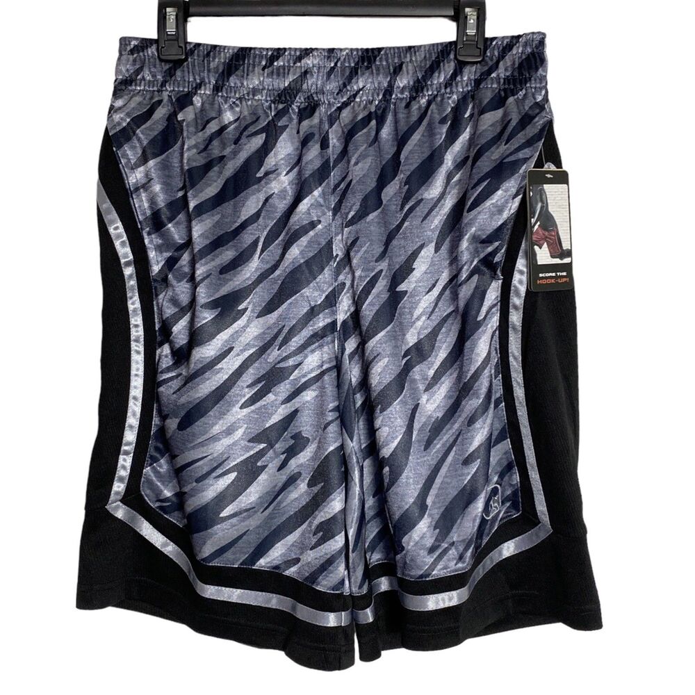 AND1 Men Basketball Shorts S Black Gray Core Elastic Waist Athletic Sportswear